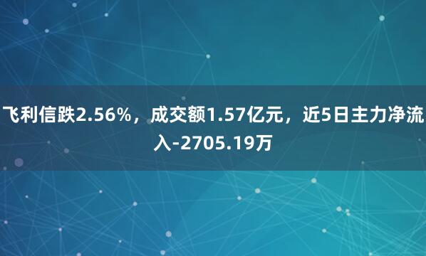 飞利信跌2.56%，成交额1.57亿元，近5日主力净流入-2705.19万