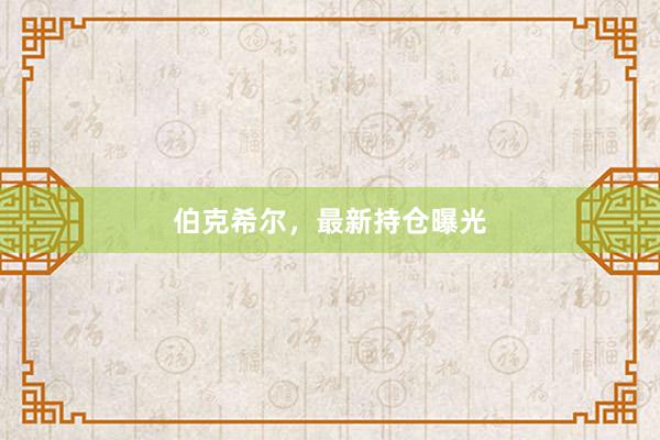 伯克希尔，最新持仓曝光
