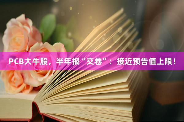 PCB大牛股，半年报“交卷”：接近预告值上限！