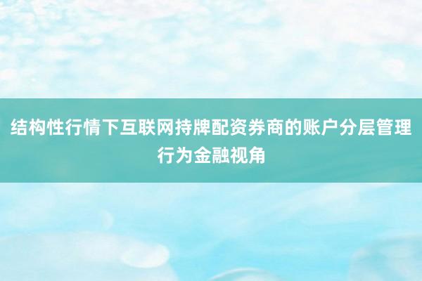 结构性行情下互联网持牌配资券商的账户分层管理行为金融视角