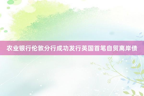 农业银行伦敦分行成功发行英国首笔自贸离岸债