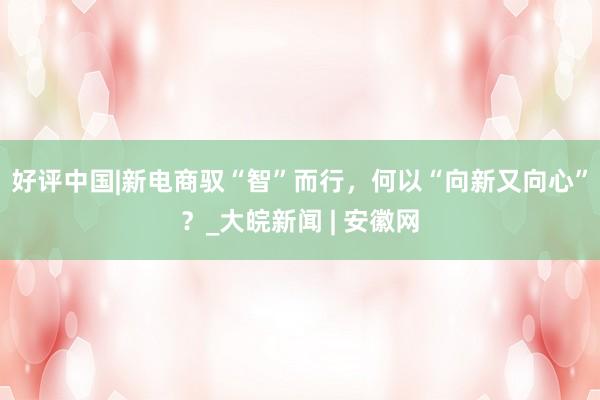 好评中国|新电商驭“智”而行，何以“向新又向心”？_大皖新闻 | 安徽网