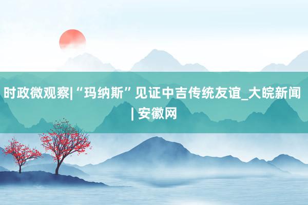 时政微观察|“玛纳斯”见证中吉传统友谊_大皖新闻 | 安徽网