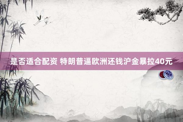 是否适合配资 特朗普逼欧洲还钱沪金暴拉40元
